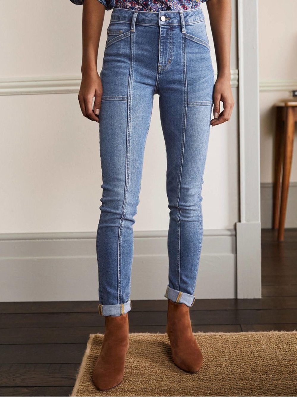 Boden Denim Skinny Jeans Light Wash Size 14 classic chic minimalist fall